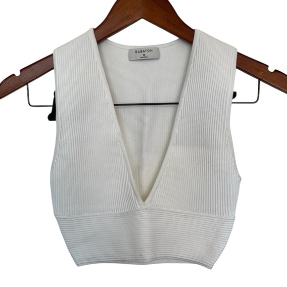 Babaton Tops - Aritzia Babaton White Ribbed Knit Women's Top size XS